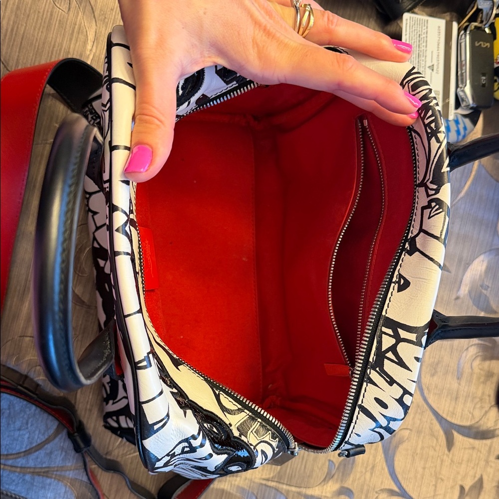 Christian Louboutin leather Black and White Graffiti Satchel - Picture 7 of 16